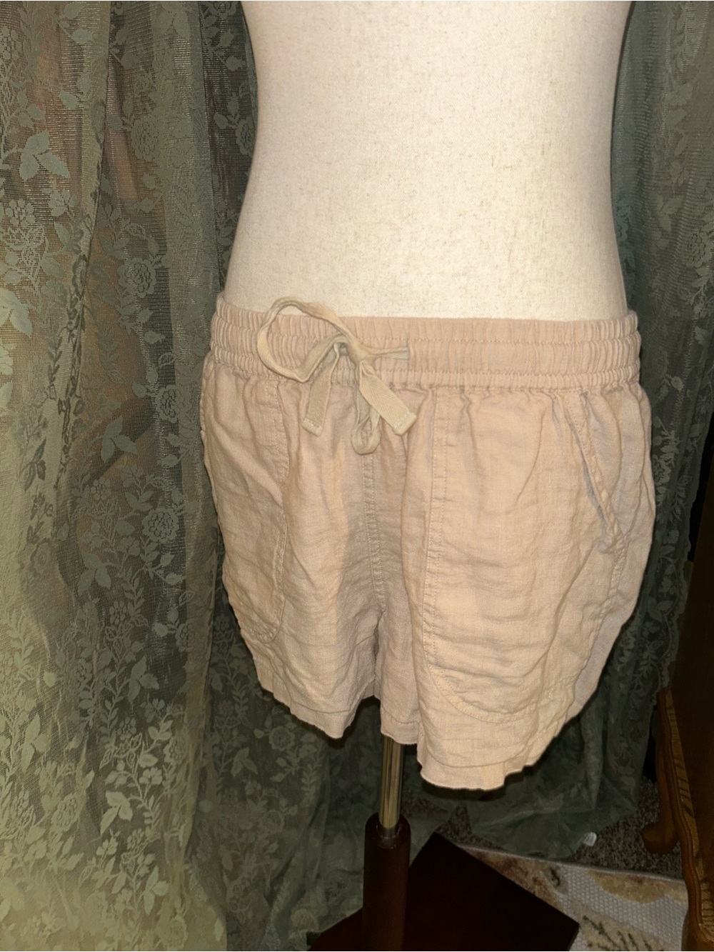 Quince 100% Linen Medium Tan Drawstring Shorts